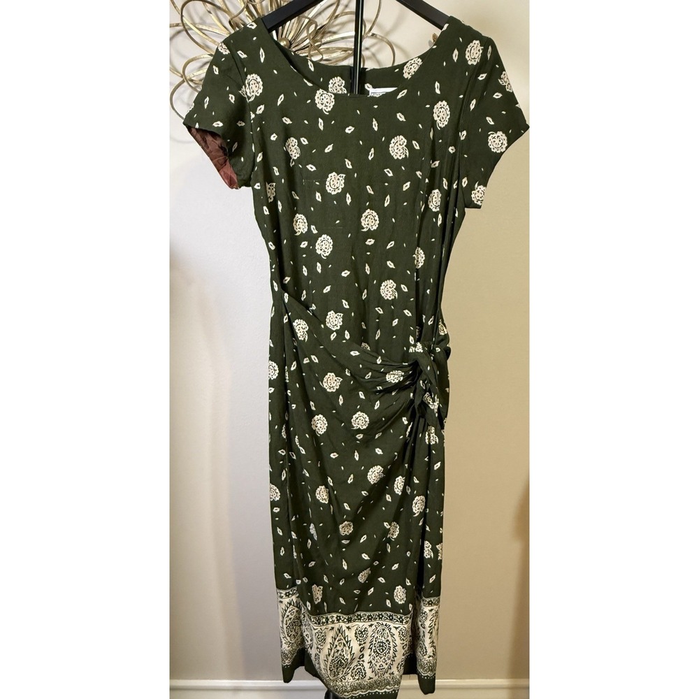 Jessica Howard Dress Womens Small Green Paisley Midi Wrap Vintage 90s